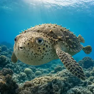 Pufferfish + Sea turtle